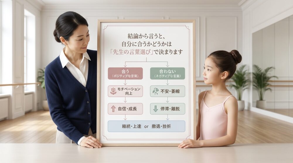 結論から言うと、自分に合うかどうかは「先生の言葉選び」で決まります