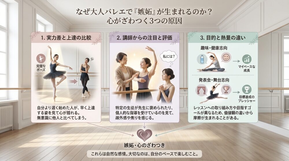 なぜ大人バレエで「嫉妬」が生まれるのか？心がざわつく3つの原因