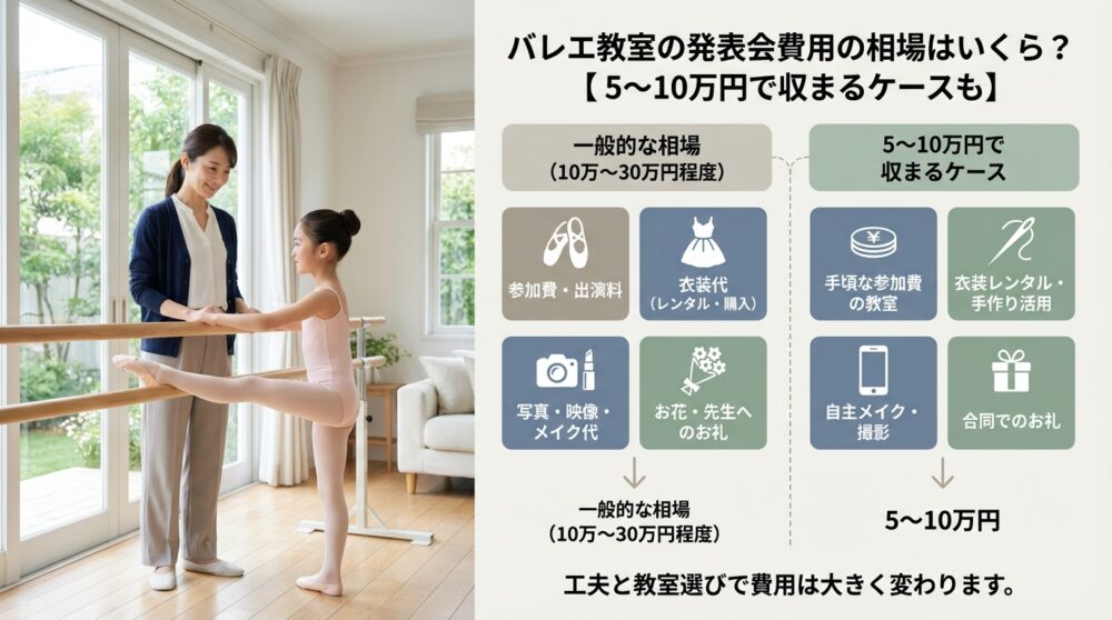 バレエ教室の発表会費用の相場はいくら？【5〜10万円で収まるケースも】