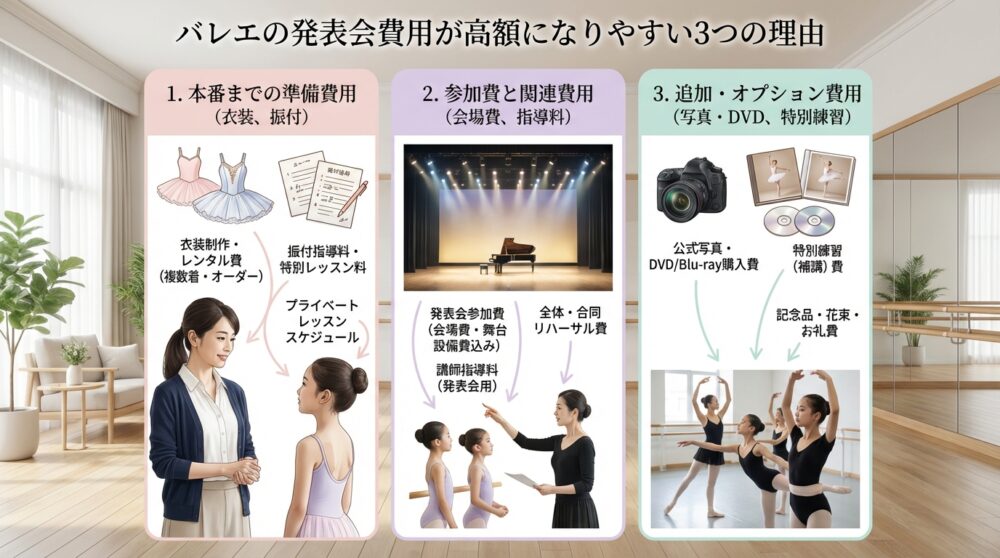 バレエの発表会費用が高額になりやすい3つの理由