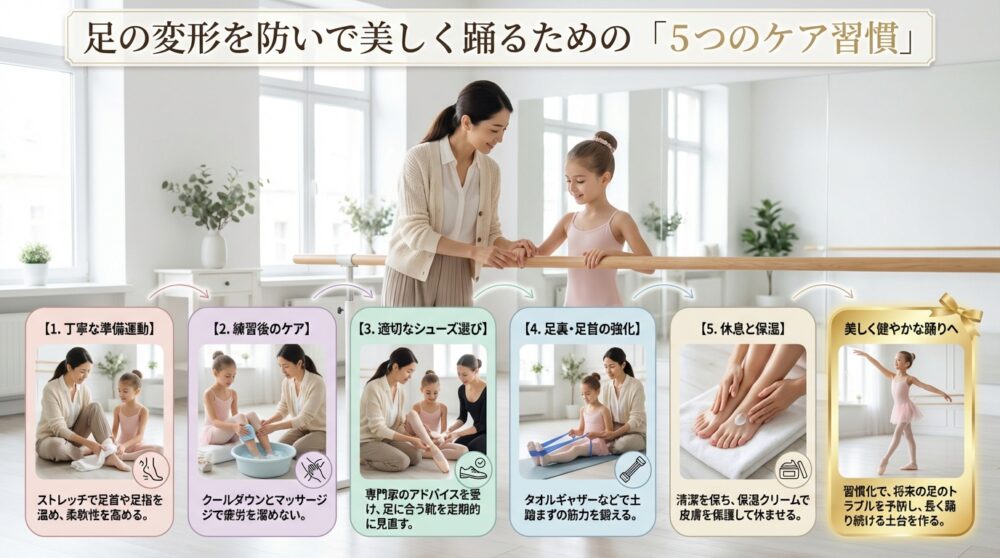 足の変形を防いで美しく踊るための「5つのケア習慣」