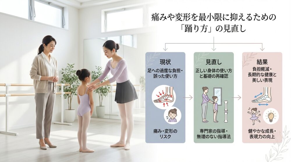 痛みや変形を最小限に抑えるための「踊り方」の見直し