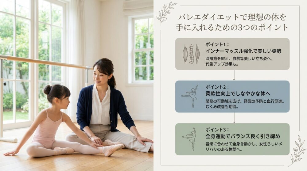 バレエダイエットで理想の体を手に入れるための3つのポイント