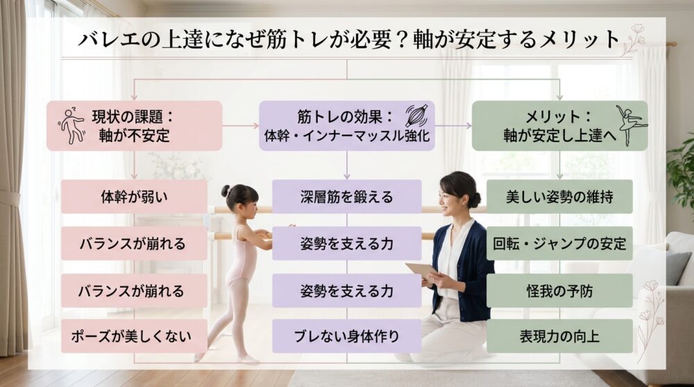 バレエの上達になぜ筋トレが必要？軸が安定するメリット