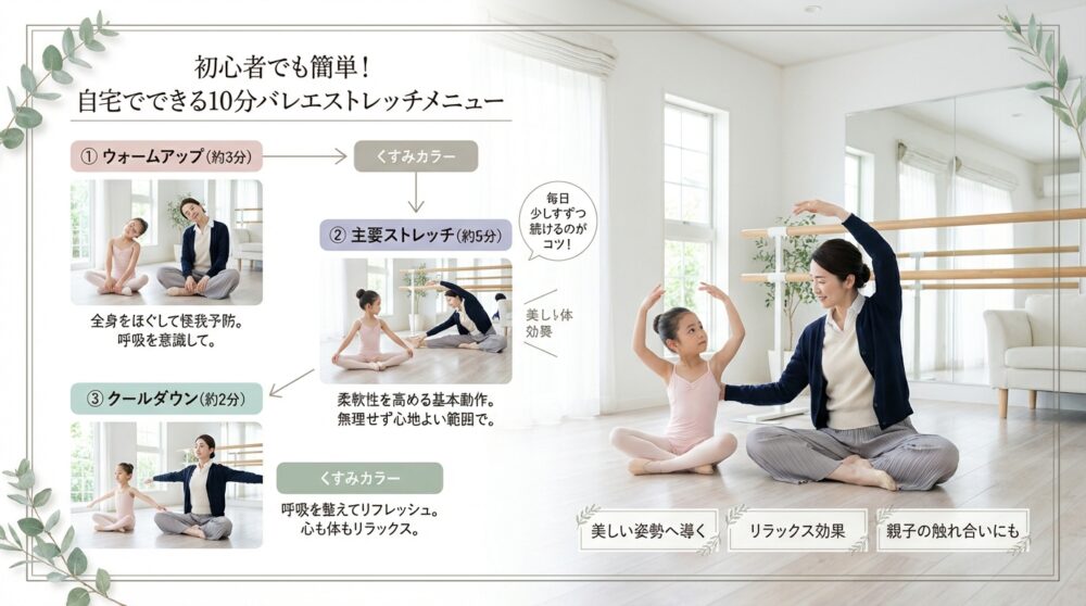 初心者でも簡単！自宅でできる10分バレエストレッチメニュー
