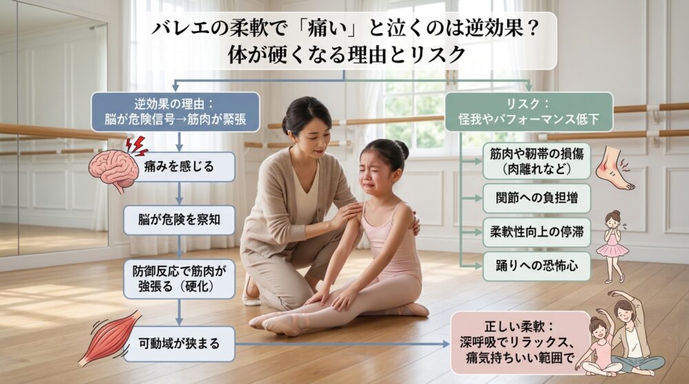 バレエの柔軟で「痛い」と泣くのは逆効果？体が硬くなる理由とリスク