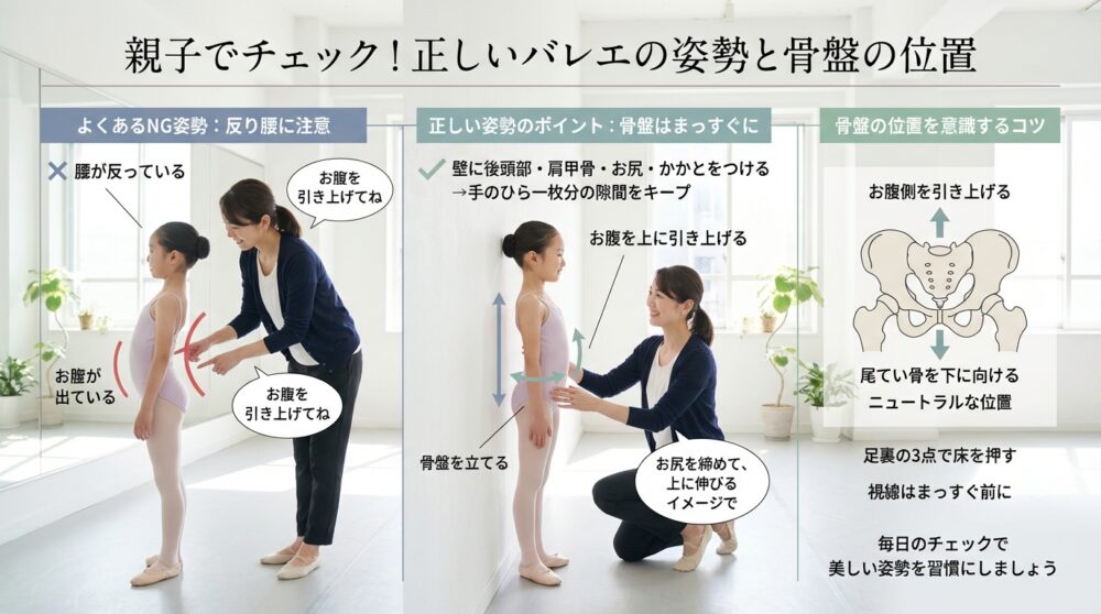 親子でチェック!正しいバレエの姿勢と骨盤の位置