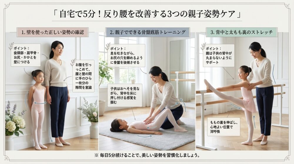 自宅で5分!反り腰を改善する3つの親子姿勢ケア
