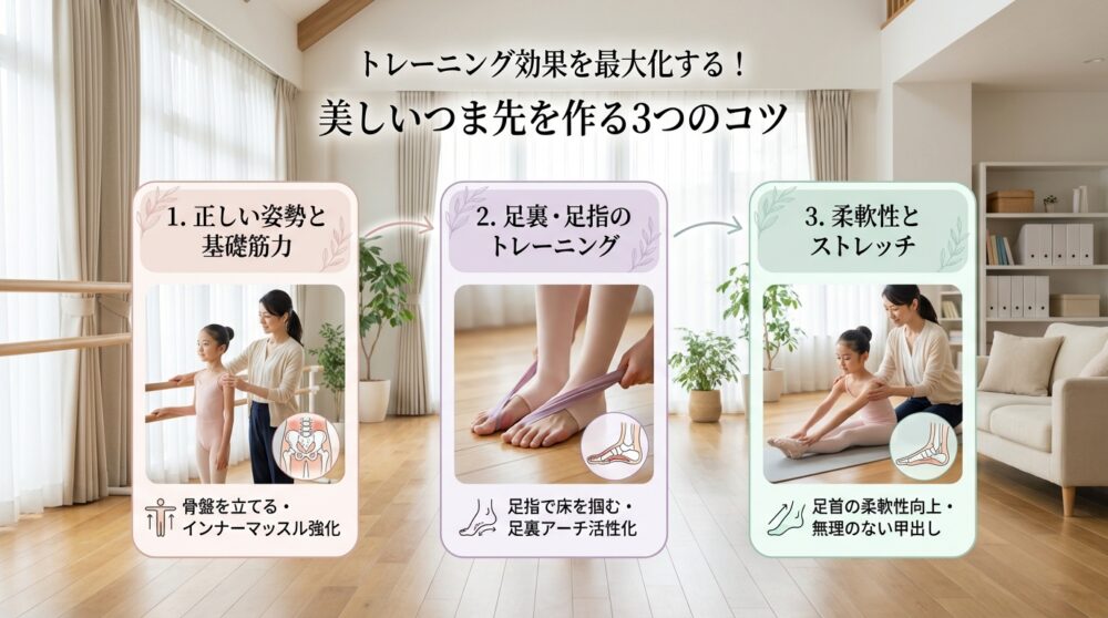 トレーニング効果を最大化する!美しいつま先を作る3つのコツ