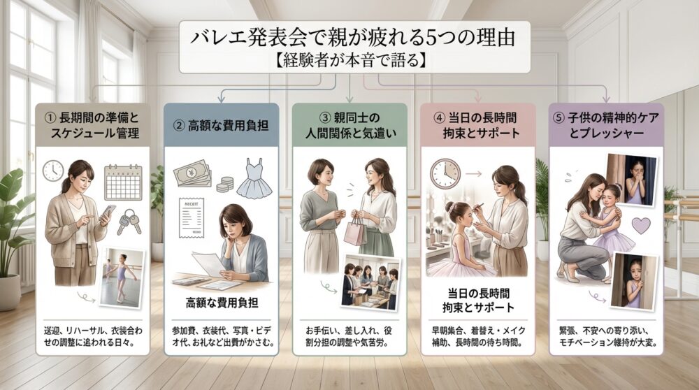 バレエ発表会で親が疲れる5つの理由【経験者が本音で語る】