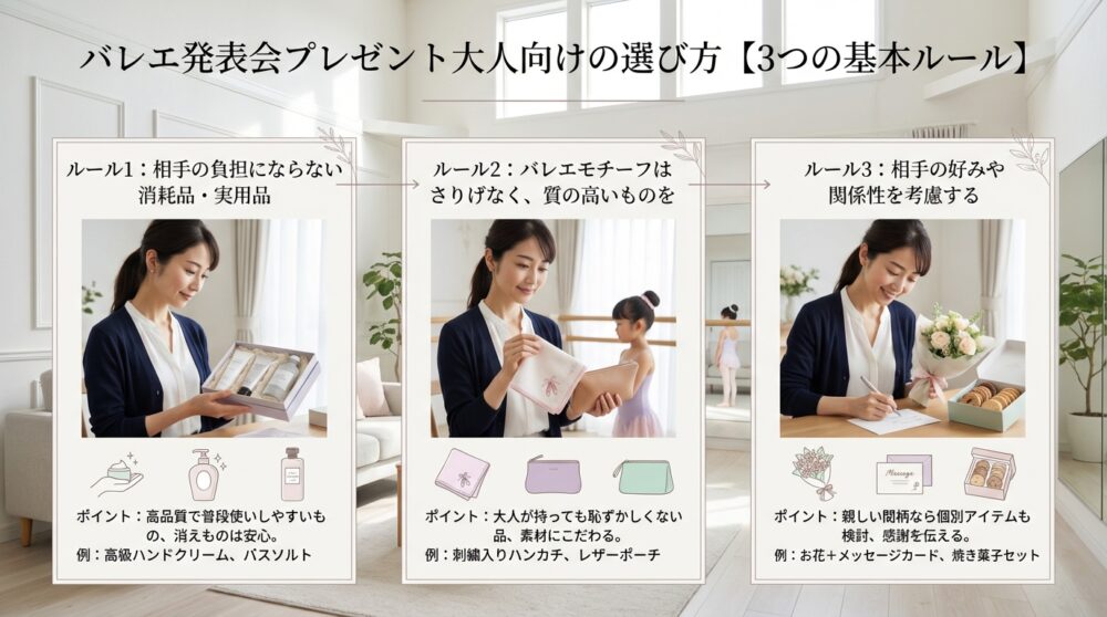 バレエ発表会プレゼント大人向けの選び方【3つの基本ルール】