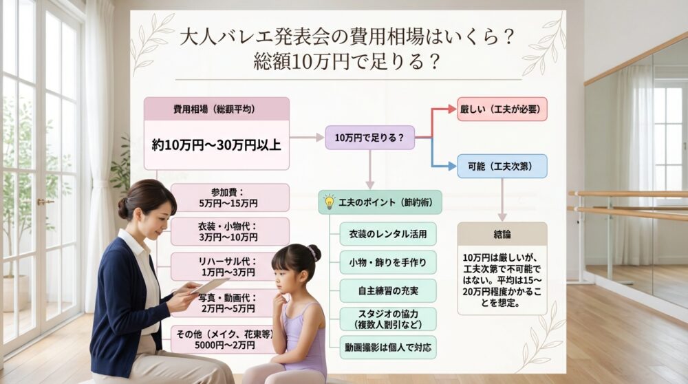 大人バレエ発表会の費用相場はいくら?総額10万円で足りる?