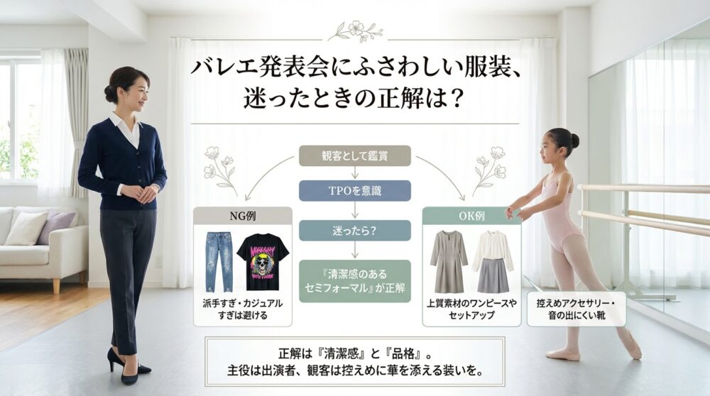 バレエ発表会にふさわしい服装、迷ったときの正解は？