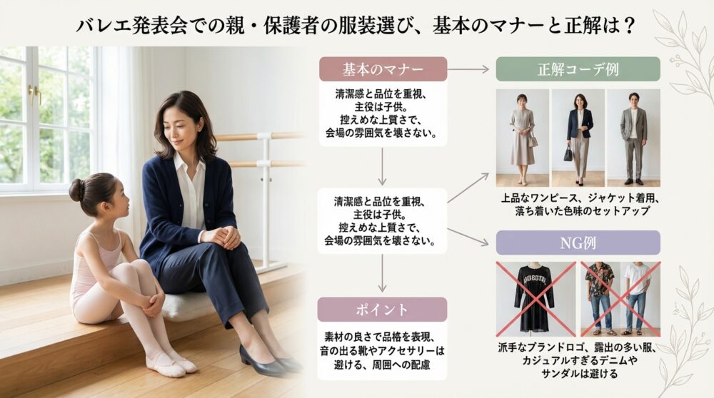 バレエ発表会での親・保護者の服装選び、基本のマナーと正解は？