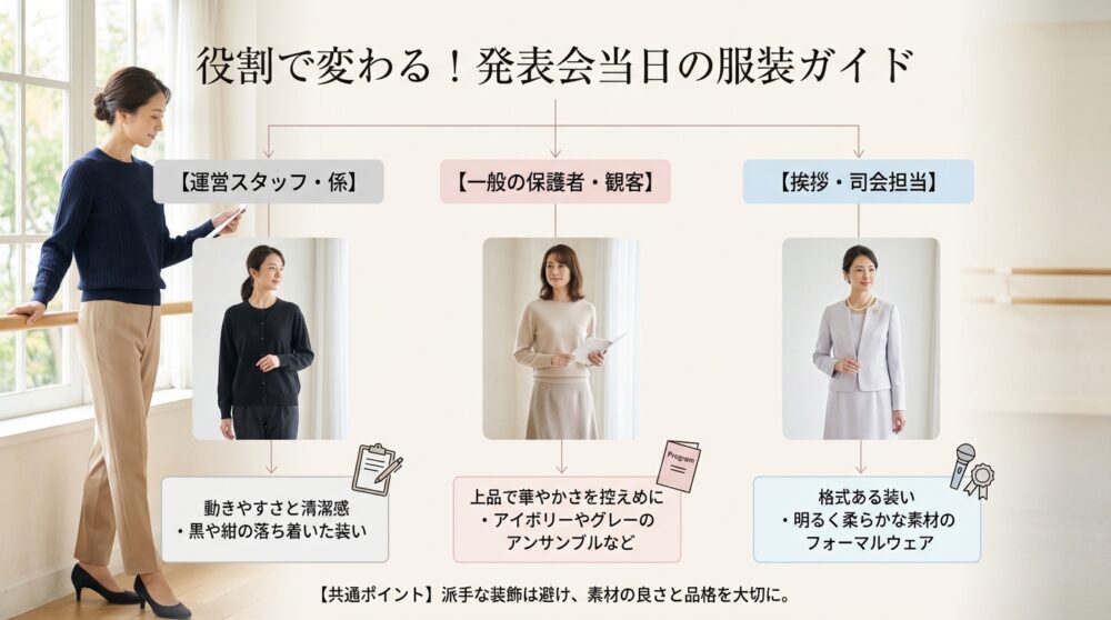 役割で変わる！発表会当日の服装ガイド