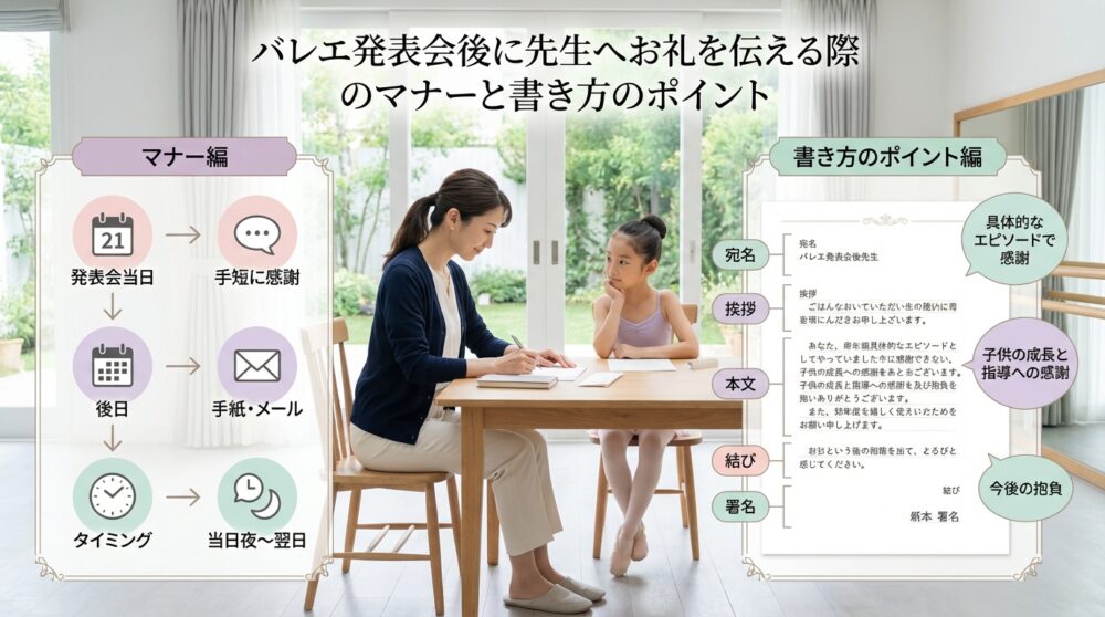 バレエ発表会後に先生へお礼を伝える際のマナーと書き方のポイント