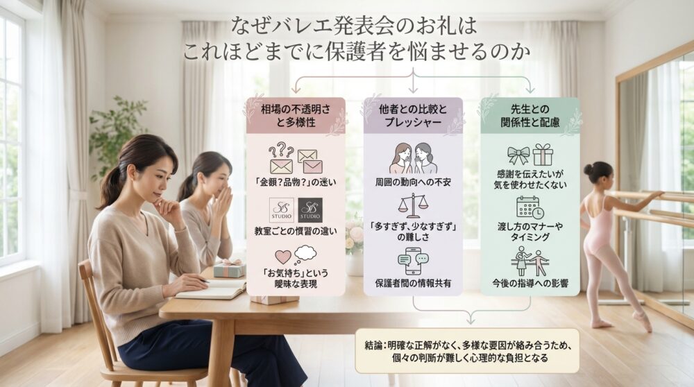 なぜバレエ発表会のお礼はこれほどまでに保護者を悩ませるのか
