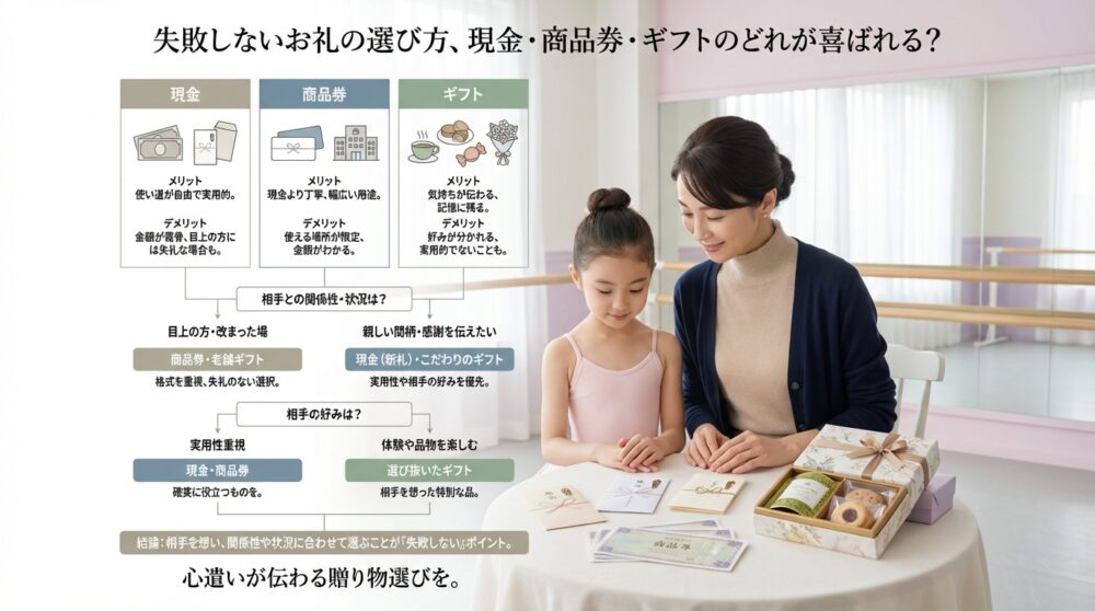 失敗しないお礼の選び方、現金・商品券・ギフトのどれが喜ばれる？