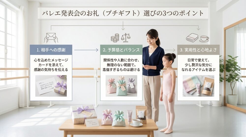 バレエ発表会のお礼(プチギフト)選びの3つのポイント