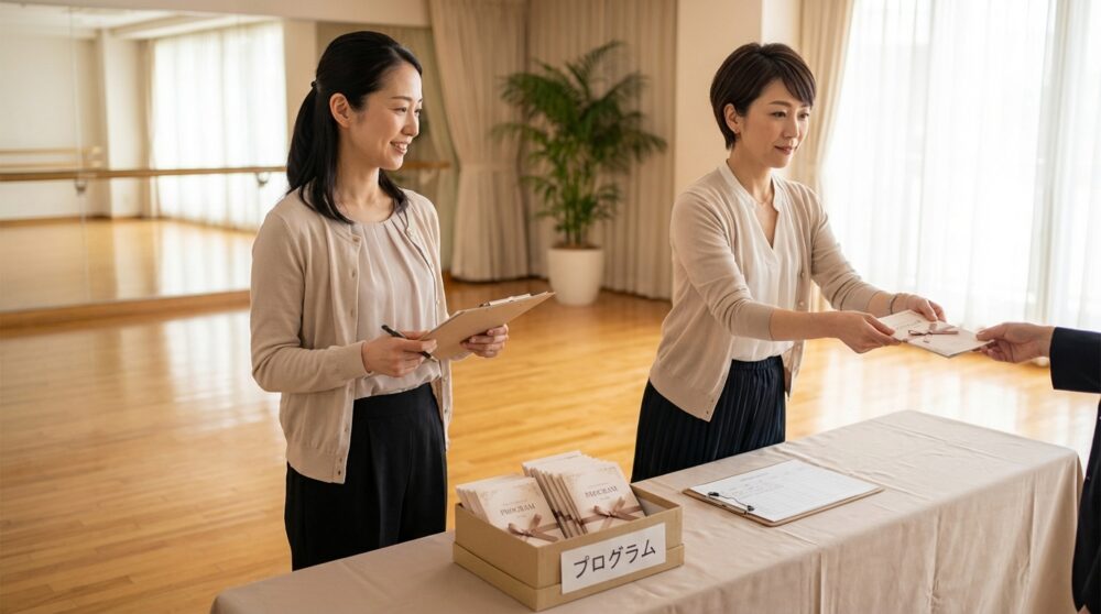 バレエ発表会受付仕事内容の解説イメージ