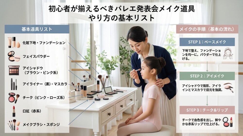 初心者が揃えるべきバレエ発表会メイク道具やり方の基本リスト