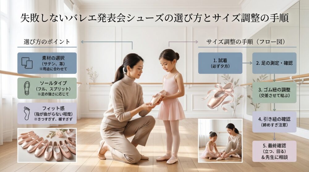 失敗しないバレエ発表会シューズの選び方とサイズ調整の手順