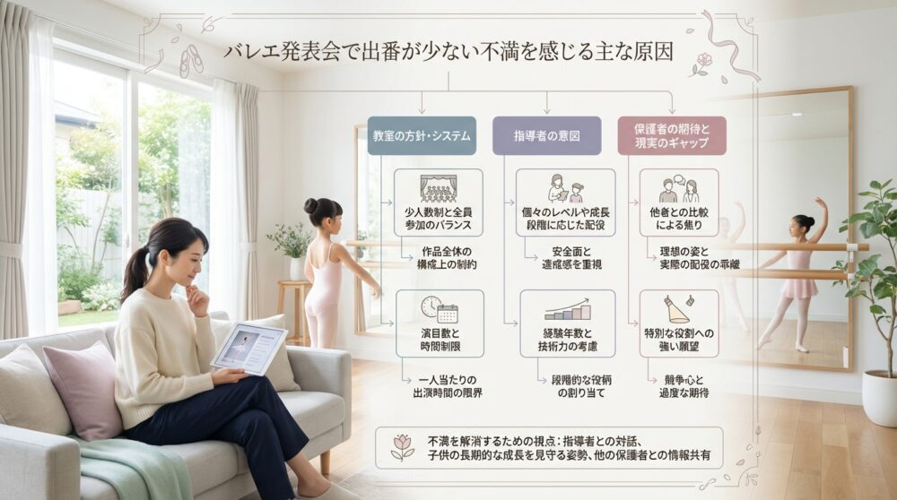 バレエ発表会で出番が少ない不満を感じる主な原因