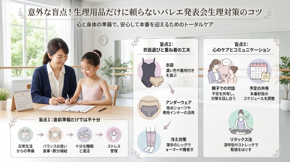 意外な盲点！生理用品だけに頼らないバレエ発表会生理対策のコツ