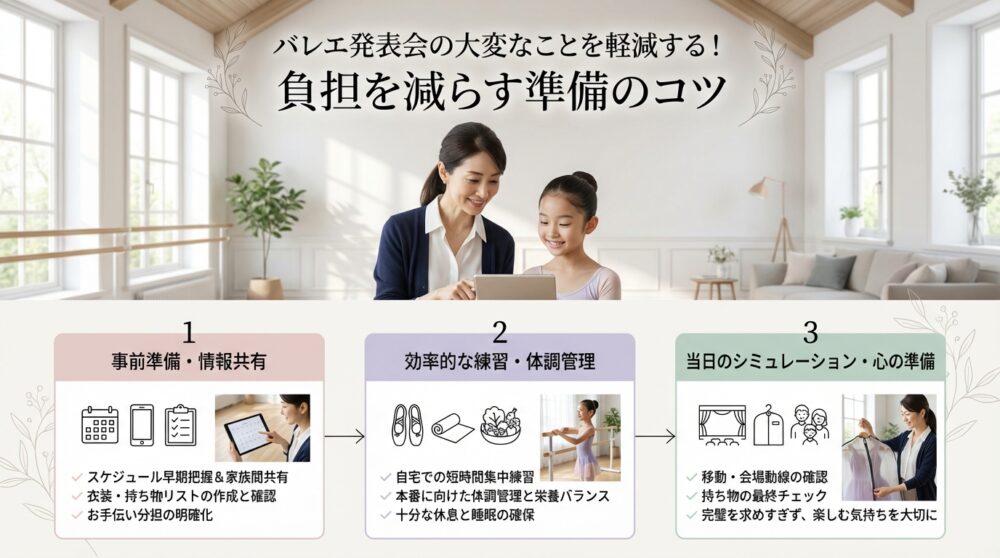バレエ発表会の大変なことを軽減する！負担を減らす準備のコツ