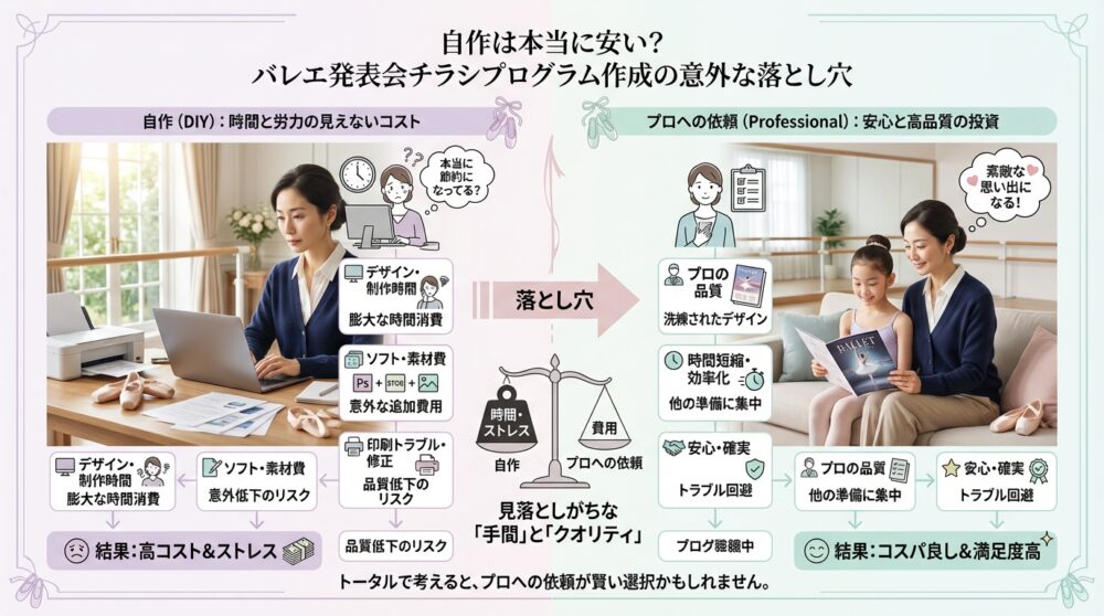 自作は本当に安い？バレエ発表会チラシプログラム作成の意外な落とし穴