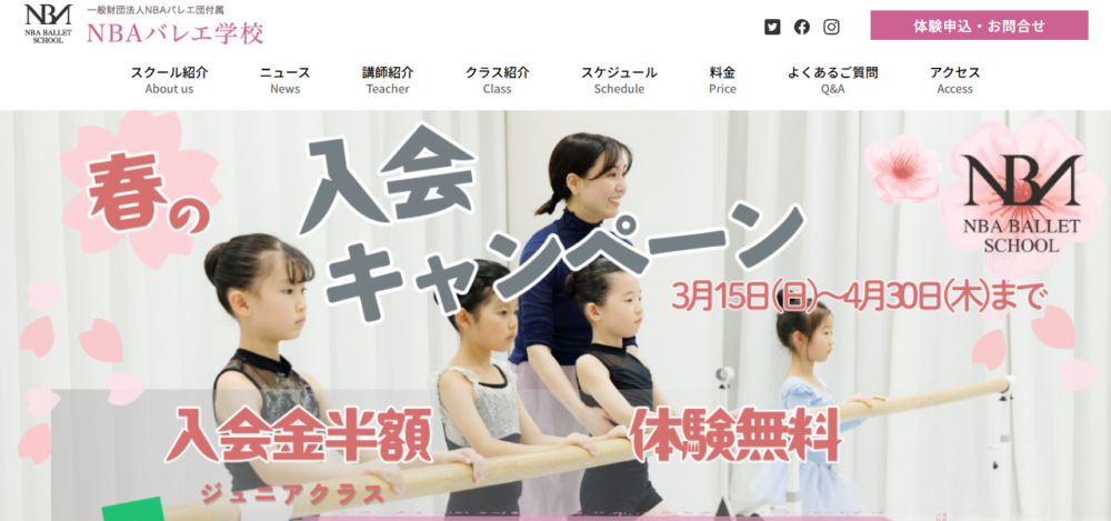 NBAバレエ学校所沢駅前校の公式サイト