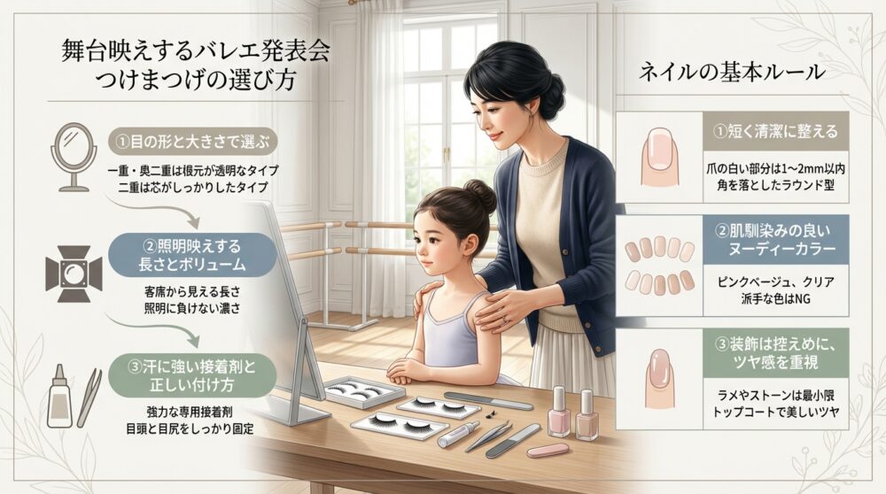 舞台映えするバレエ発表会つけまつげの選び方とネイルの基本ルール