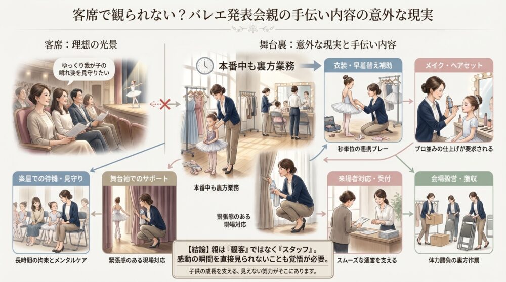客席で観られない？バレエ発表会親の手伝い内容の意外な現実