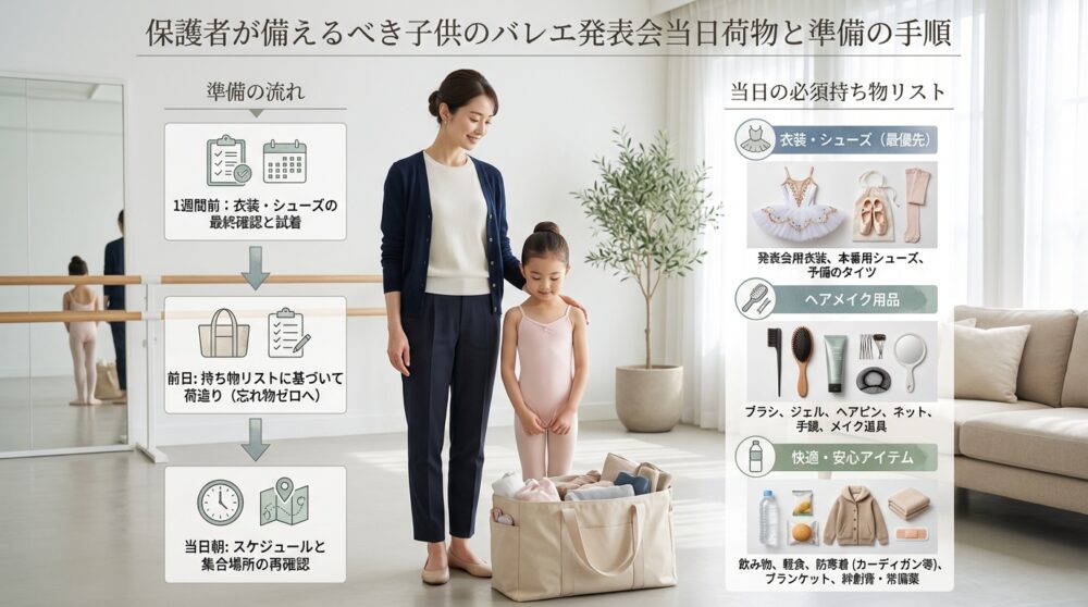 保護者が備えるべき子供のバレエ発表会当日荷物と準備の手順