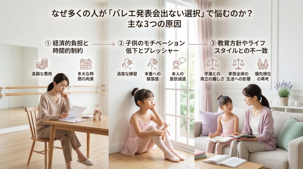 なぜ多くの人が「バレエ発表会出ない選択」で悩むのか？主な3つの原因